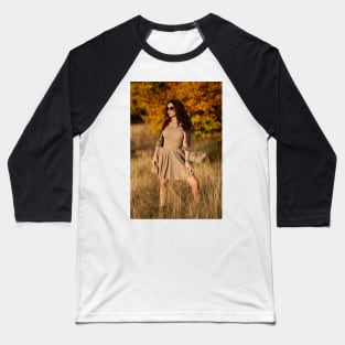 Autumnal portrait of a beautiful woman outdoors Baseball T-Shirt